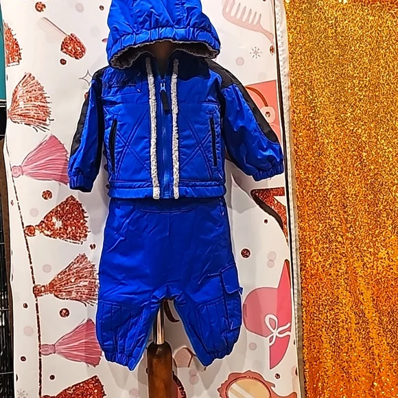 F Columbia 2 Piece Snow Suit Boy's infant Fleece Lined Blue Size 6 Months