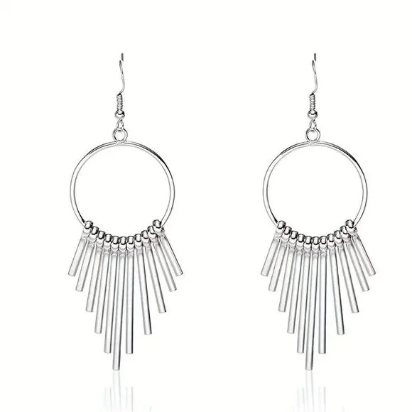 NWT CIRCULAR EARRINGS WITH METALLIC TASSELS