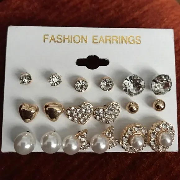 9 pairs fashion earrings