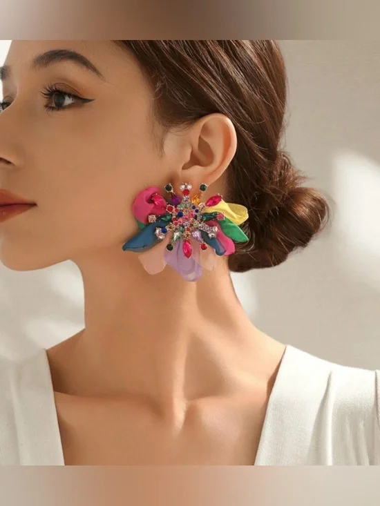 ✨ Multicolor Floral Statement Earrings - Women Jewelry