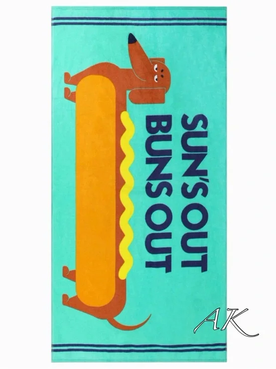 Dachshund Sun's Out Buns Out Beach Towel 🐾 Doxie Wiener
