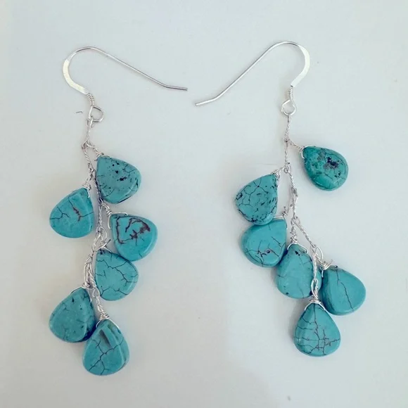 Turquoise cluster Boho  Earrings