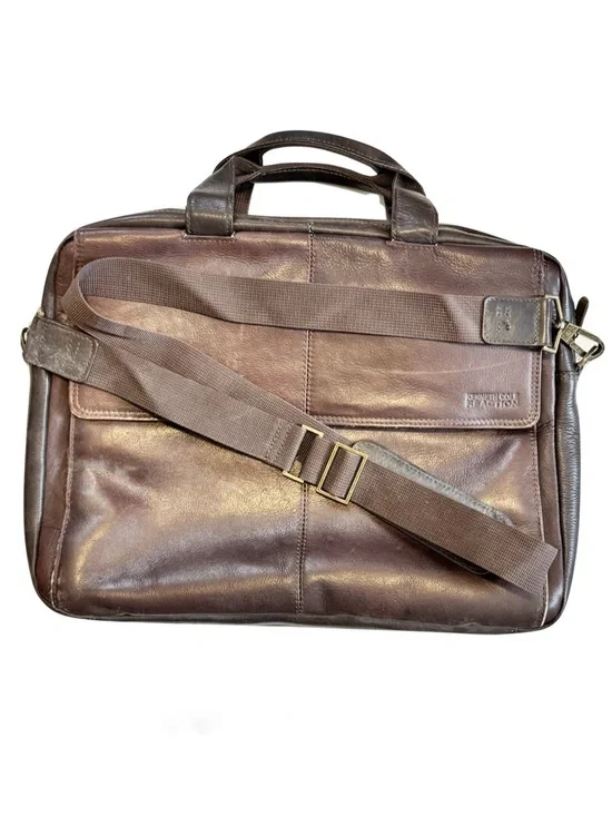 Kenneth Cole Brown Leather Laptop Messenger Bag