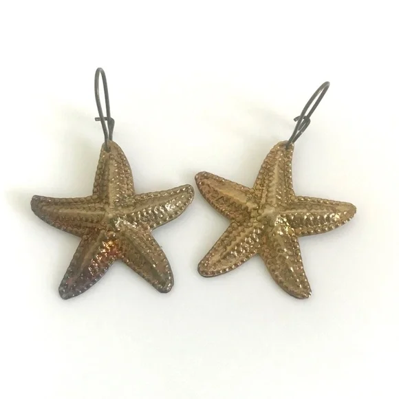 Vintage 1970’s brass starfish nautical earrings
