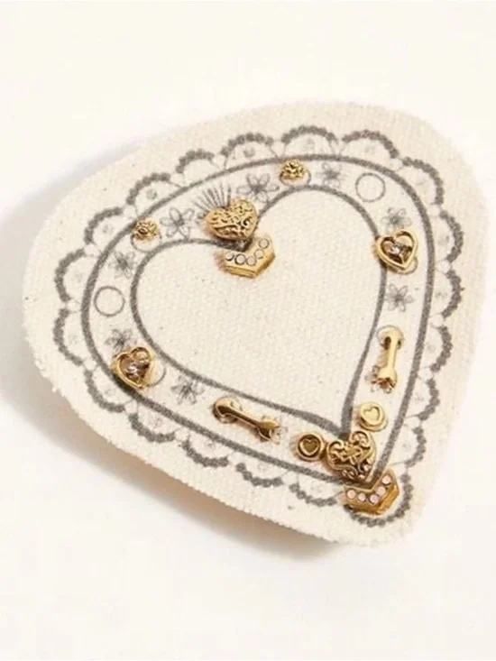 NWT Free People Gold-Tone Heart & Arrow Stud Earring Set on Iron on Patch