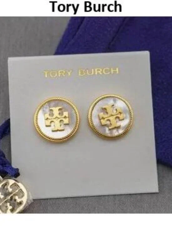 Tory Burch Roxanne Button Stud Earrings in Mother of Pearl