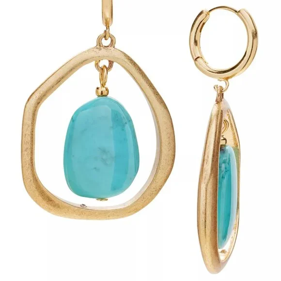 Style & Co Gold-Tone Stone Orbital Charm Hoop Earrings