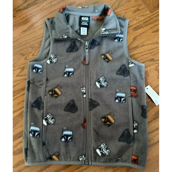 Star Wars Darth Vader Fleece Vest Boys Small 6-7 Gray NEW w/‎ Tags!