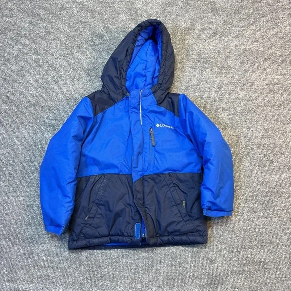 Columbia Jacket Toddler 4T Blue Colorblock Hooded Puffer Insulated Ski Winter