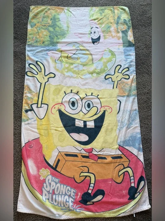 SpongeBob SquarePants 'The Sponge Plunge' Beach Towel - Colorful Character Print