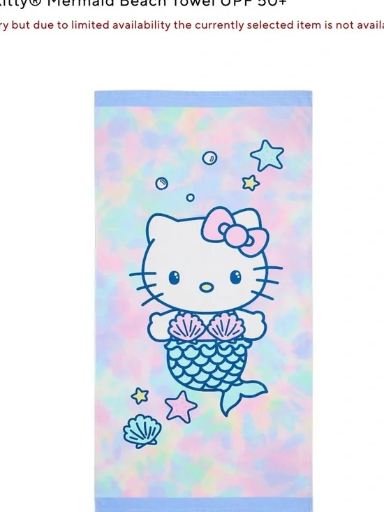 Pottery Barn Teen Hello Kitty Tie-Dye Mermaid Beach Towel