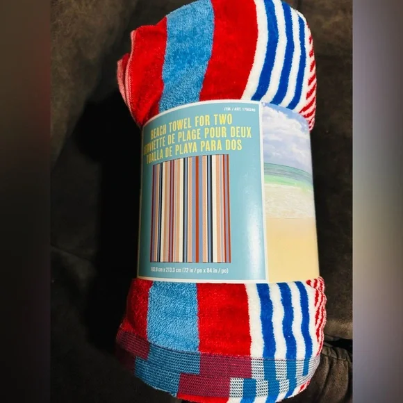 Huge Colorful Striped Design Beach Towel for Two (6ftx7ft)