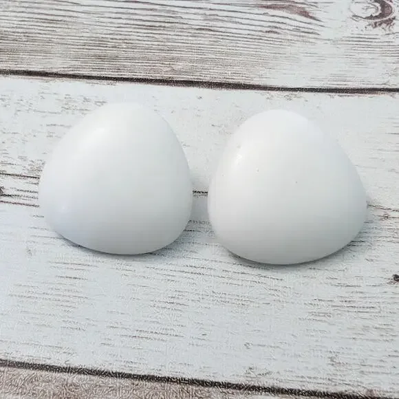 Vintage Earrings For Pierced Ears Off White Rounded Triangle - Damaged