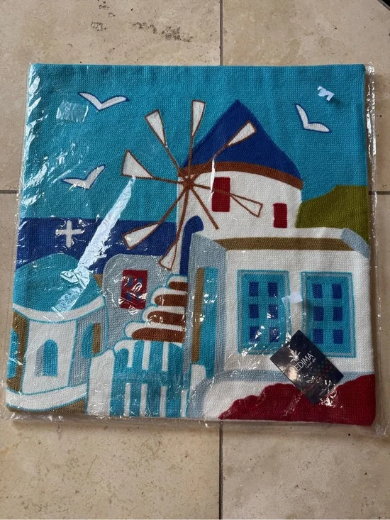 Mediterranean embroidered Windmill Decorative pillow cover