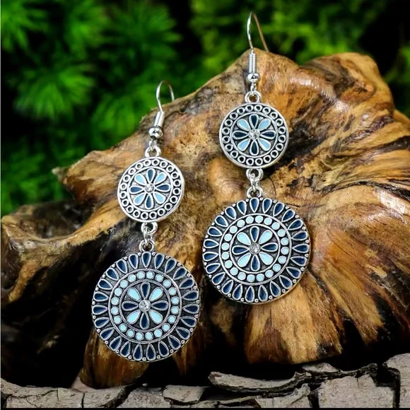 Silver Circle Dangle Earrings