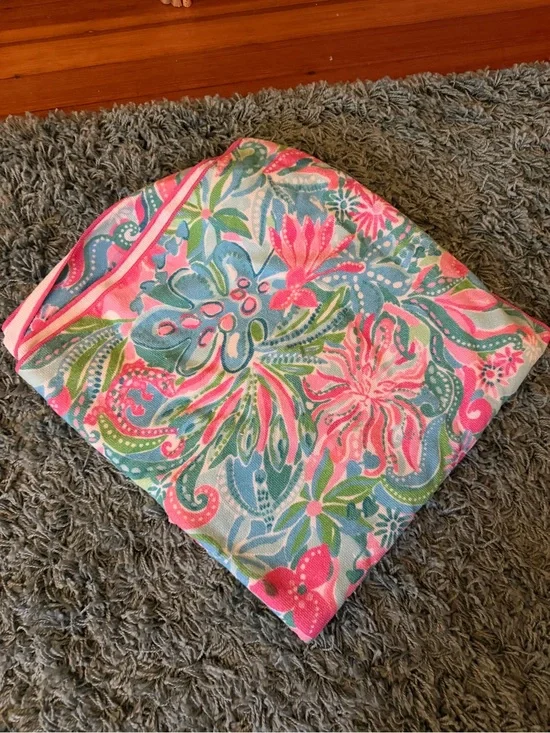 Lilly Pulitzer Pink, Aqua & Green Tropical Print beach towel