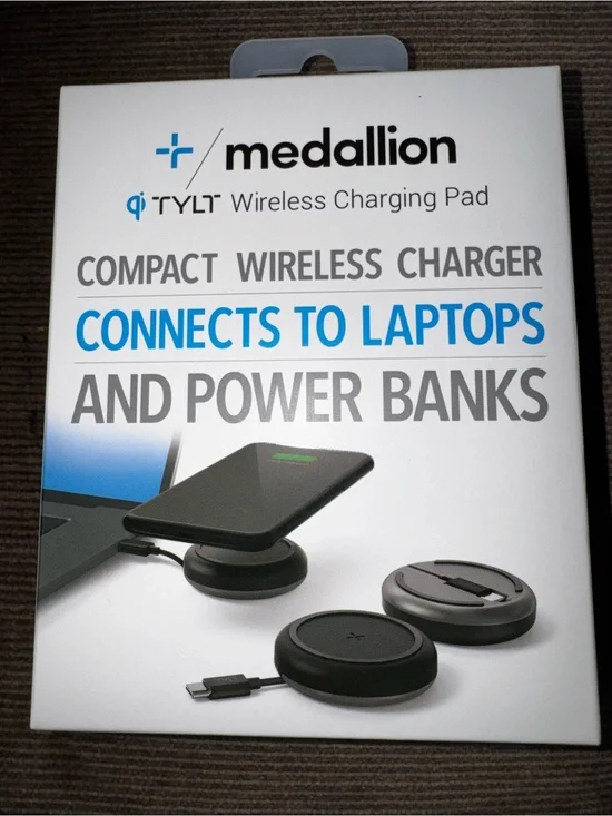 TYLT Medallion Qi Wireless Charging Pad USB-C Fast Charger Black NIB