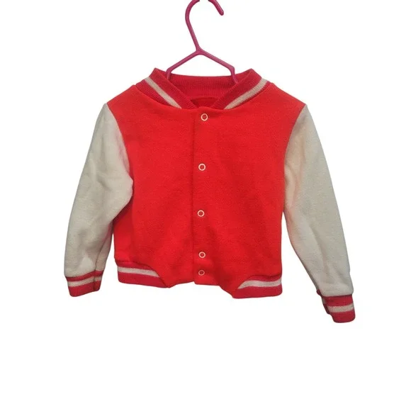 Kids Varsity Jacket Red White‎ Baseball Bomber Coat Toddler