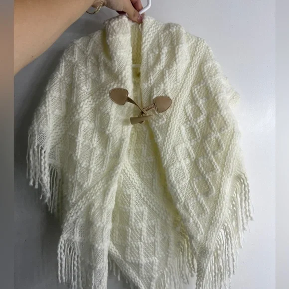 Mixit Kids Cream Knit Poncho