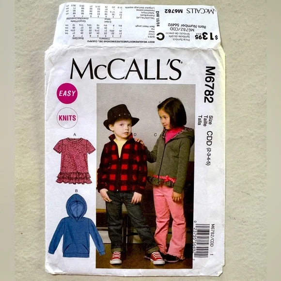 McCall's M6782 Easy Knits Uncut Sewing Pattern (Childs 2-3-4-5)