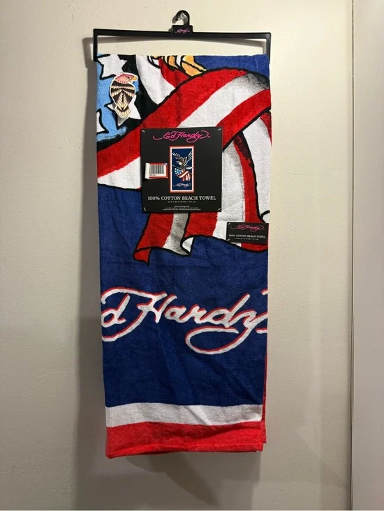 ED HARDY Beach Towel USA flag eagle 36