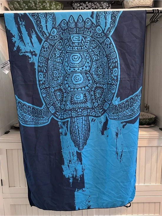 OCOOPA Blue Turtle Print Microfiber Beach Towel - Quick Dry Approx 68x32in