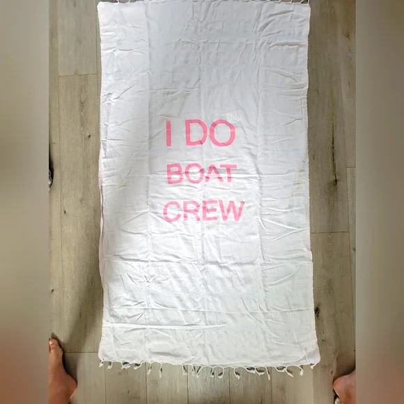 I Do Boat Crew Linen Beach Towel Cover Bachelorette Party Pink