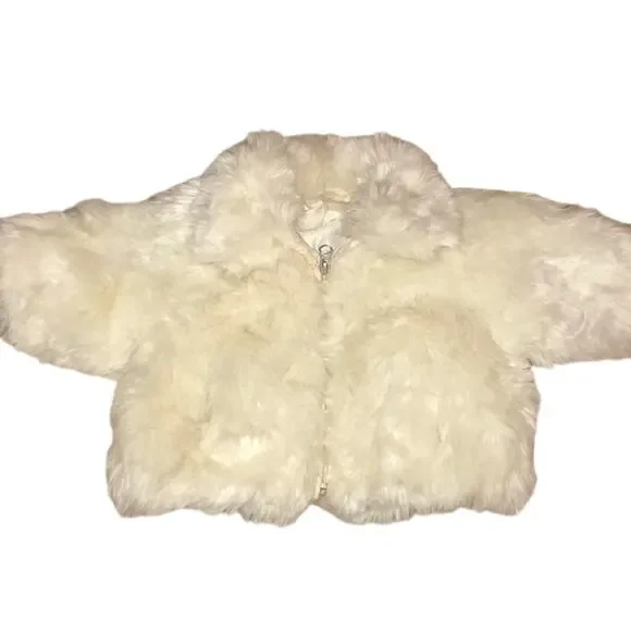 ❤️ 3/$25 Hanna Andersson White Fuzzy Faux Fur Jacket | 3-6 Months