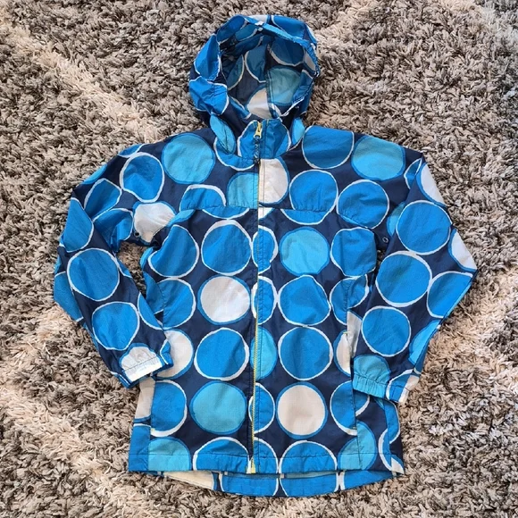 Lands End Polka Dot Hooded Rain Jacket