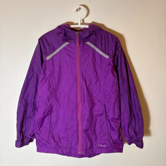 L.L. Bean‎ Purple Hooded Lightweight Insulated Rain Jacket Size 14/16