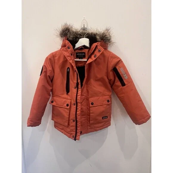 Rokka&Rolla Boy’s Parka Jacket Sherpa Fleece w/ Fur Hood Winter Snow Coat Sz 4-5