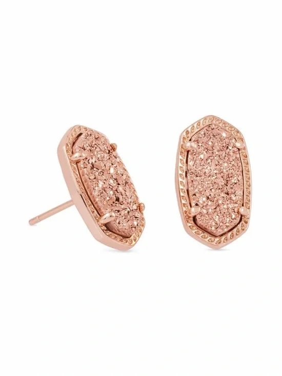 Kendra Scott Ellie Rose Gold Stud Earrings in Rose Gold Drusy