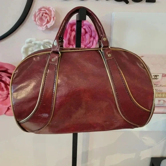 Vintage 1970s Brown Vinyl Travel Bag