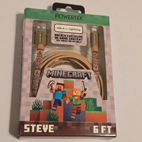 Minecraft Steve USB-A to Lightning 6 Foot Charger