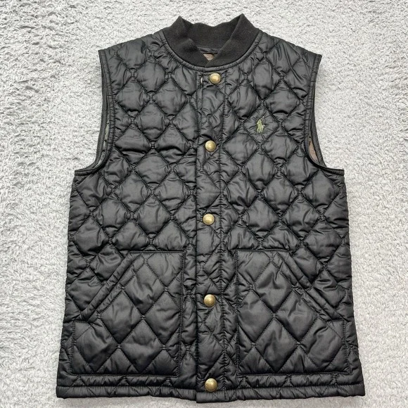 Polo Ralph Lauren Diamond Quilted Vest‎  Boys 7 Chocolate Brown Camo Interior