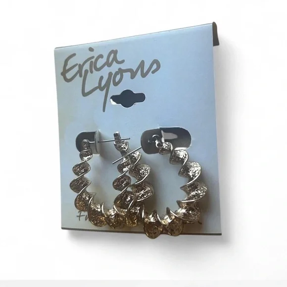 Gold-tone Spiral Hoop Earrings by |Erica Lyons| NWT