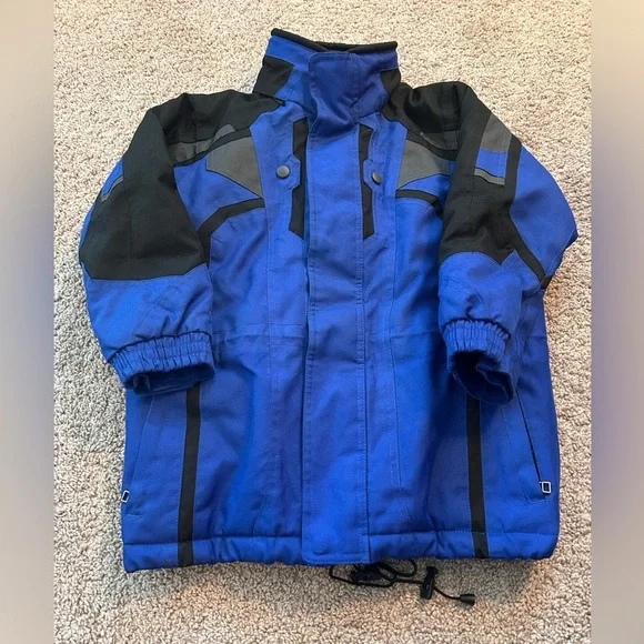Falls Creek Boys Blue,Black & Gray Heavy Full Zip Velcro Jacket Pockets  Size 7