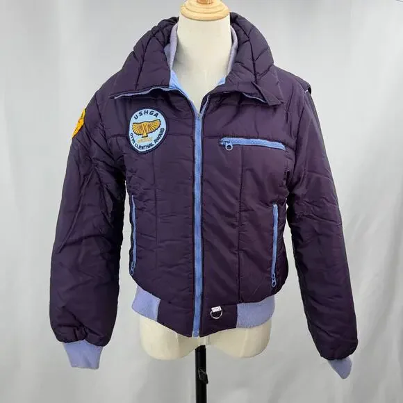 Vintage Levi’s USHGA Hang Gliding Puffer Jacket USA Plum Blue Youth 12