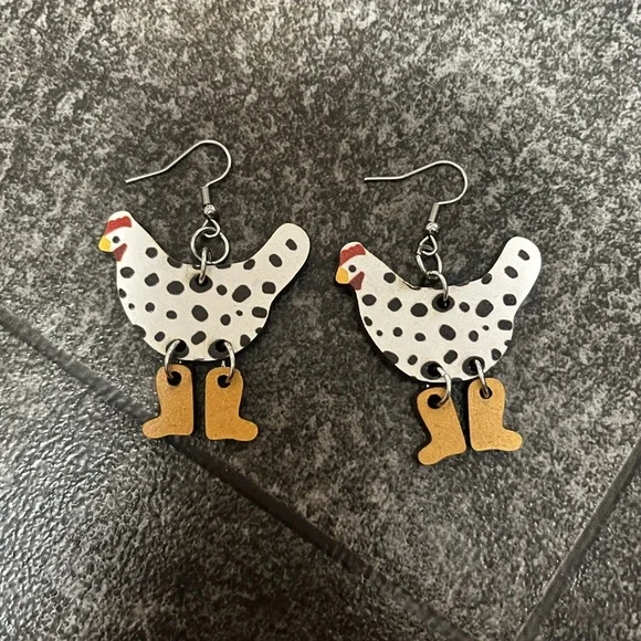 Sara* New! No tags! Texas Chicken with Boots Earrings