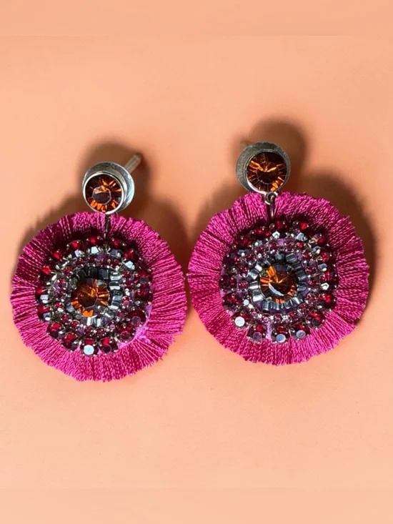 Bright Pink Fringe Drop Earrings 💓