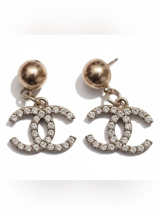 C Gold-Tone Crystal C Drop Earrings