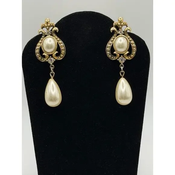 Faux Pearl & Rhinestone Earrings