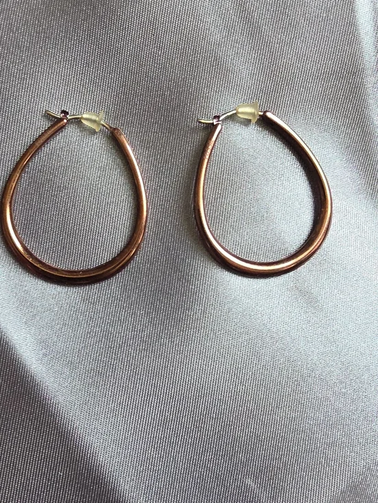 Vintage Fossil Steel Oval Hoop Earring