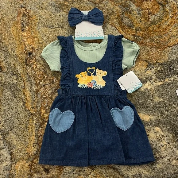 Disney Baby Pinafore Dresses 3pc set lion king