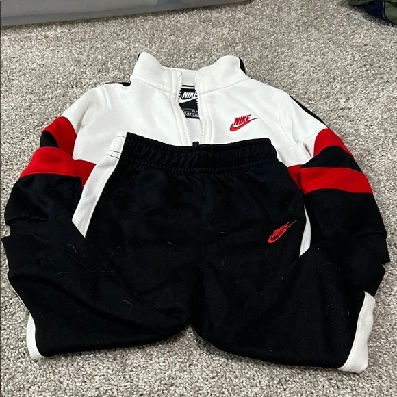 Nike Kids Black Joggers with Red and White Accents