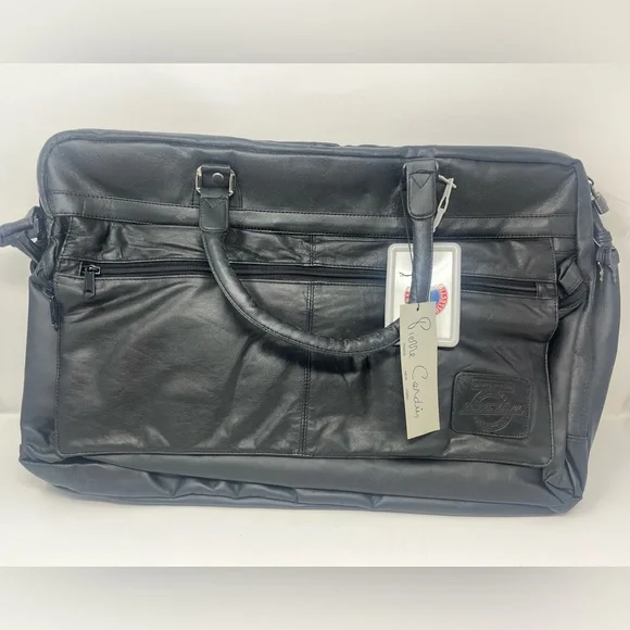 PIERRE CARDIN Leather Luggage Bag Genuine Black Grand Touring Collection VTG NWT