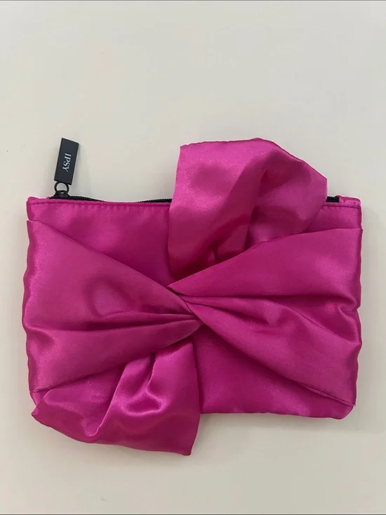ipsy Hot Pink Satin Bow makeup bag