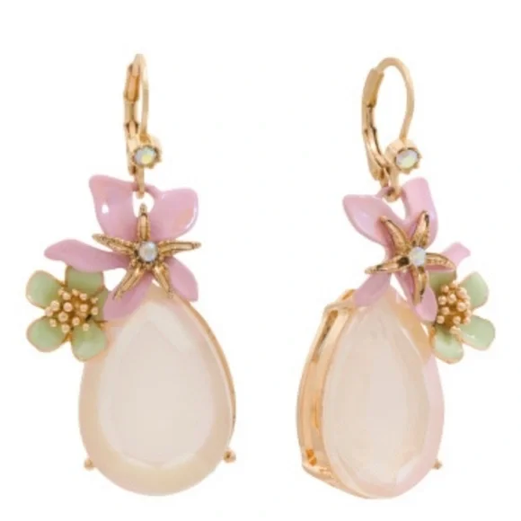 Betsey Johnson Flower Teardrop Earrings NEW