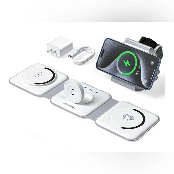 UCOMX 3 in 1 Charging Station for Multple Devices,Foldable 3 in 1 Wireless