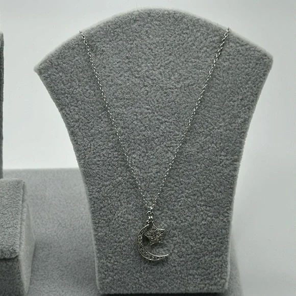 925 silver moon and star necklace swarovski crystals​​​